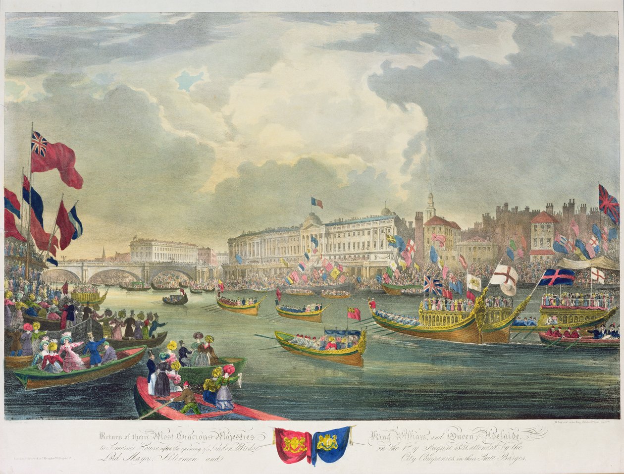 View of the River Thames during King William IV and Queen Adelaide Opening London Bridge, engraved by William Day, 1831 by Frederick Calvert