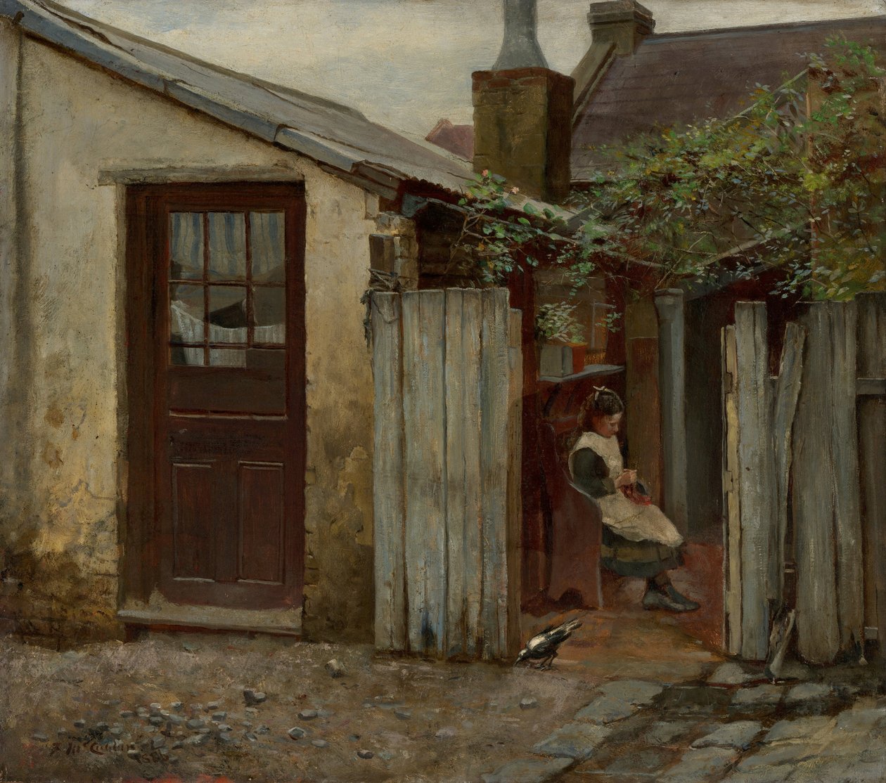 Girl with Bird at the King Street Bakery by Frederick McCubbin