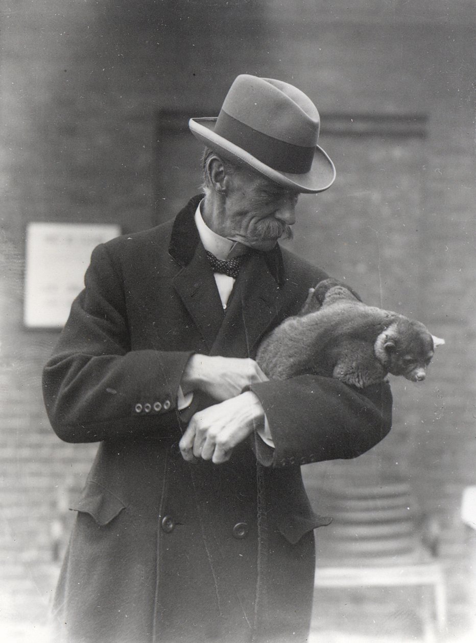 R. I. Pocock with a kinkajou by Frederick William Bond