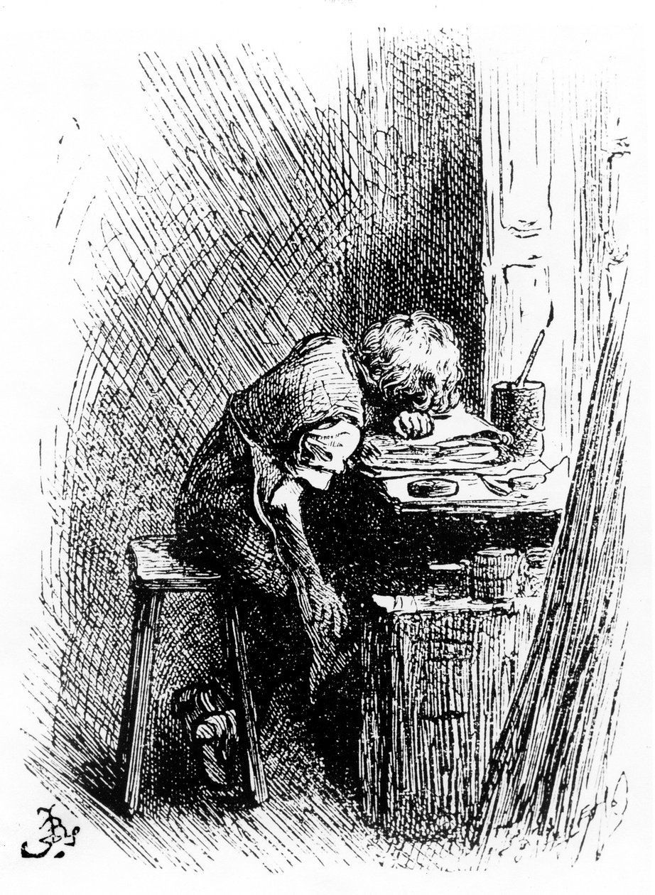 Charles Dickens at the Blacking Factory, an Illustration from 