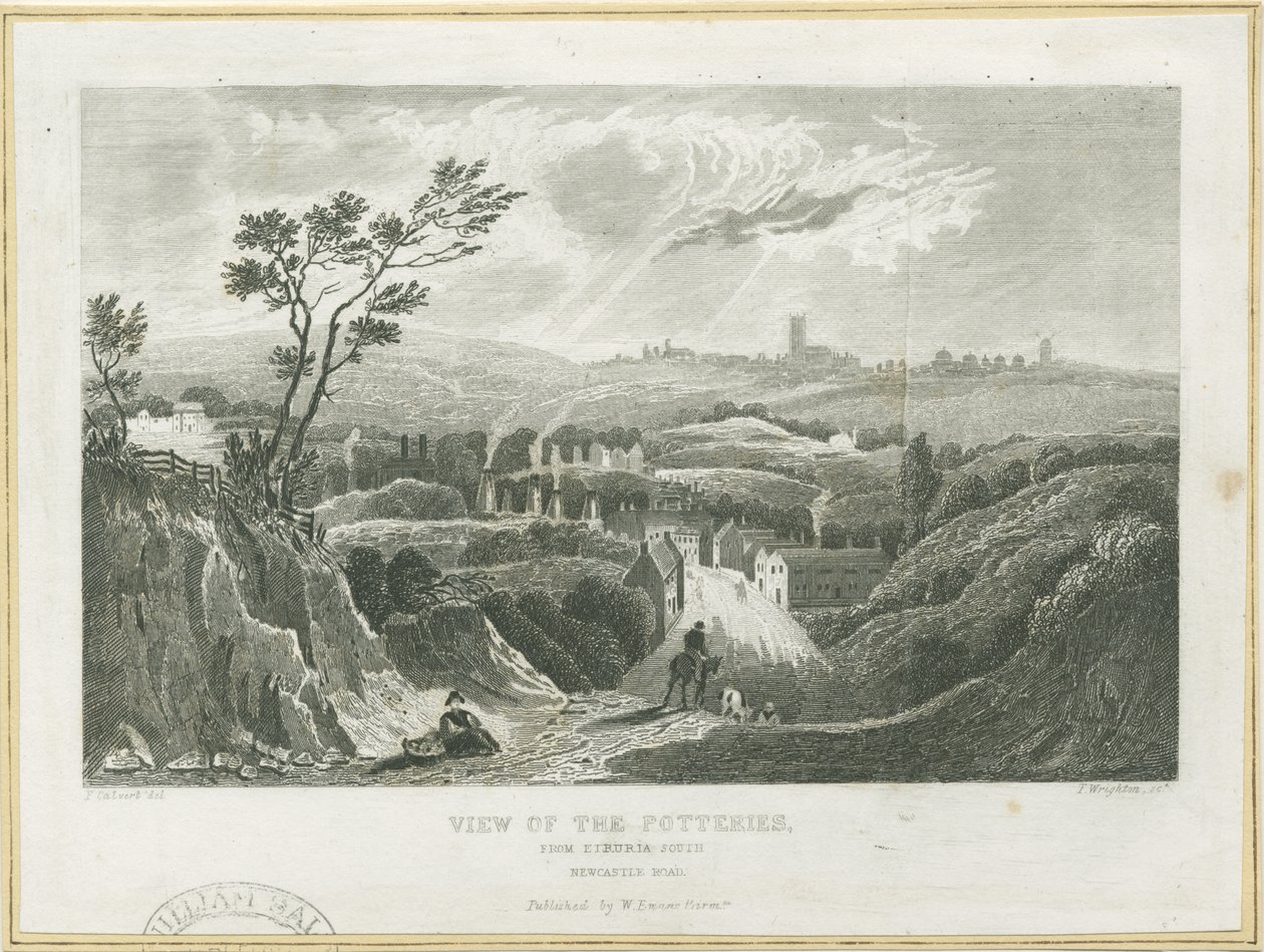 Burslem - View of the Potteries (engraving) by Frederick Calvert