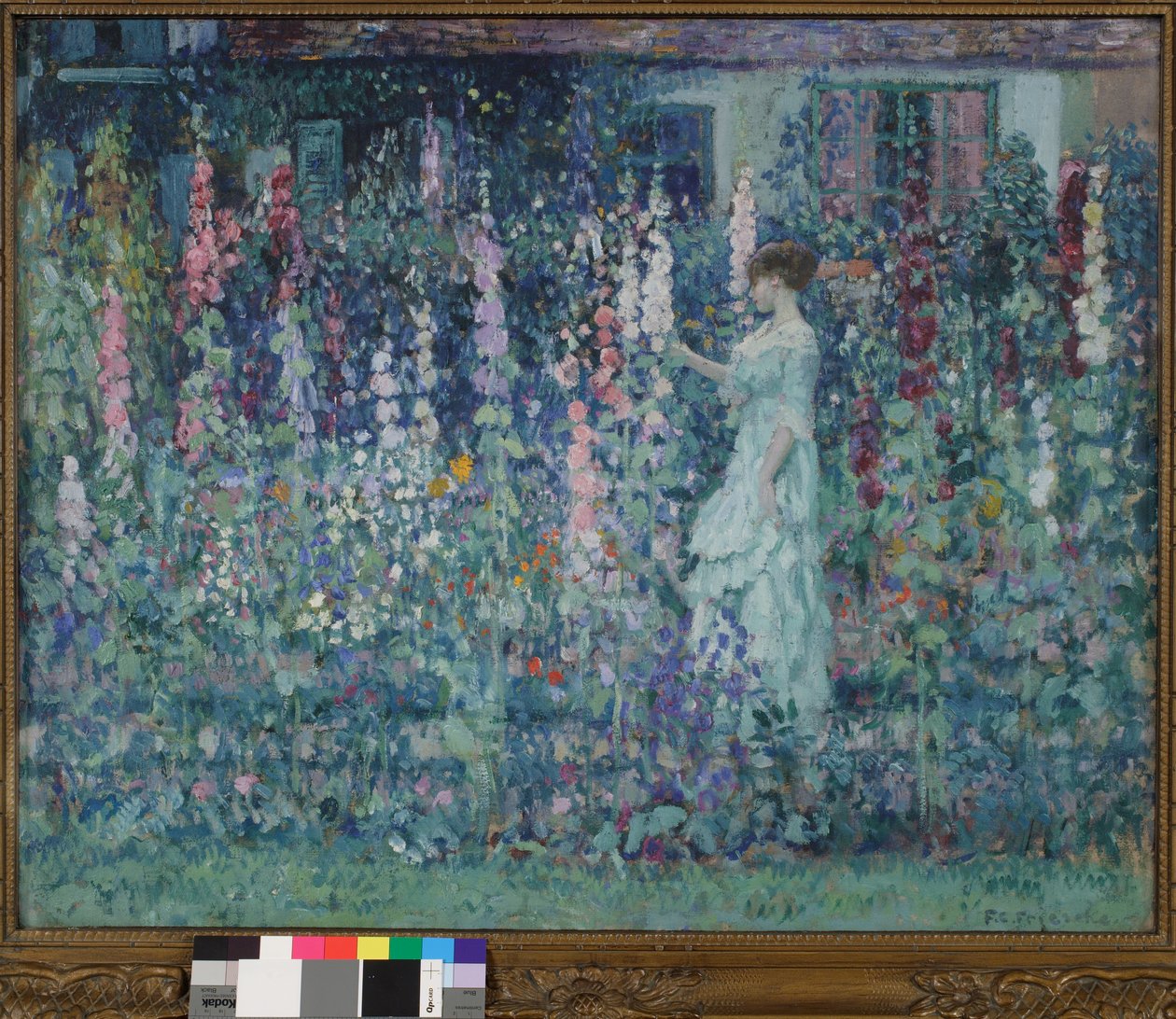 Hollyhocks by Frederick Carl Frieseke