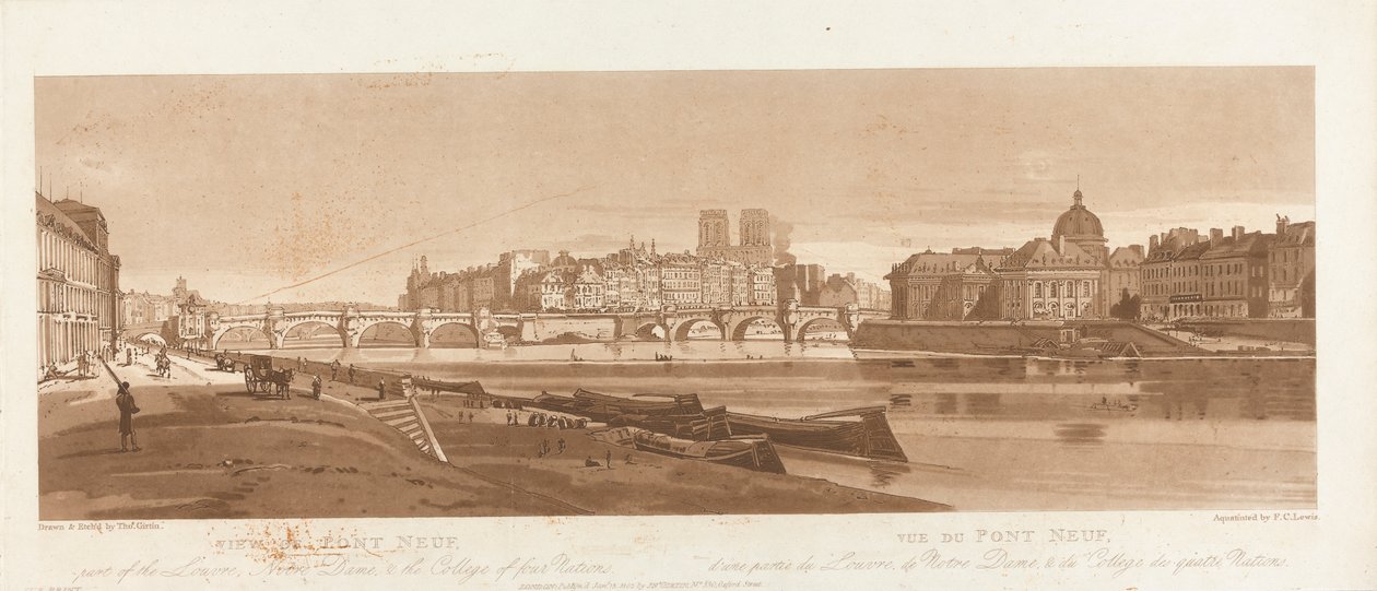 View of Port Neuf, part of the Louvre, Notre Dame & the College of Four Nations, 1803; Plate 7 from Views in Paris, the Emanuel Volume tracing of the plate B1981.25.2616 by Frederick Christian Lewis the Elder