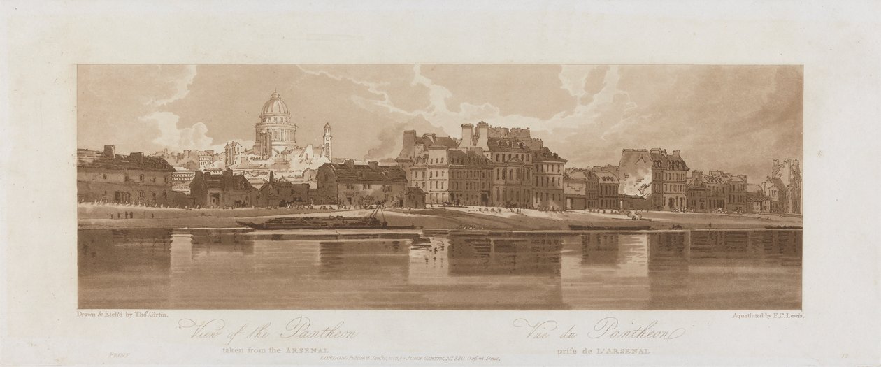 Views of the Pantheon, taken from the Arsenal 1803; Plate 12 from Views in Paris, the Emanuel Volume tracing of the plate 1981.25.2621 by Frederick Christian Lewis the Elder