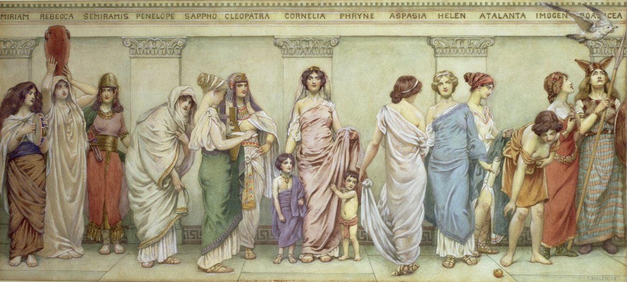 Great Women of Antiquity: Miriam, Rebecca, Semiramis, Penelope, Sappho, Cleopatra, Cornelia, Phryne, Aspasia, Helen, Atalanta, Imogen and Boadicea by Frederick Dudley Walenn