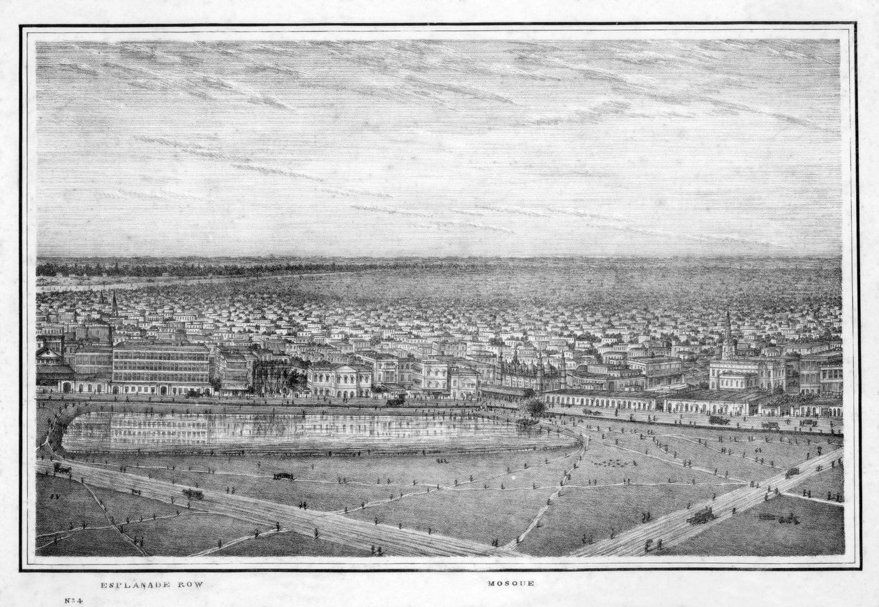 Esplanade Row and Mosque, Panorama of Calcutta, India by Frederick Fiebig