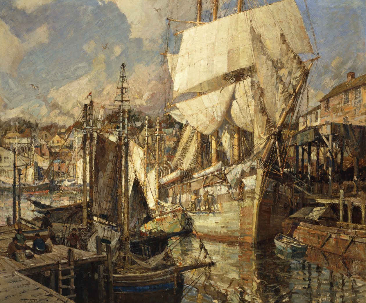 Cadiz Salt Ship, Gloucester Harbor by Frederick John Mulhaupt