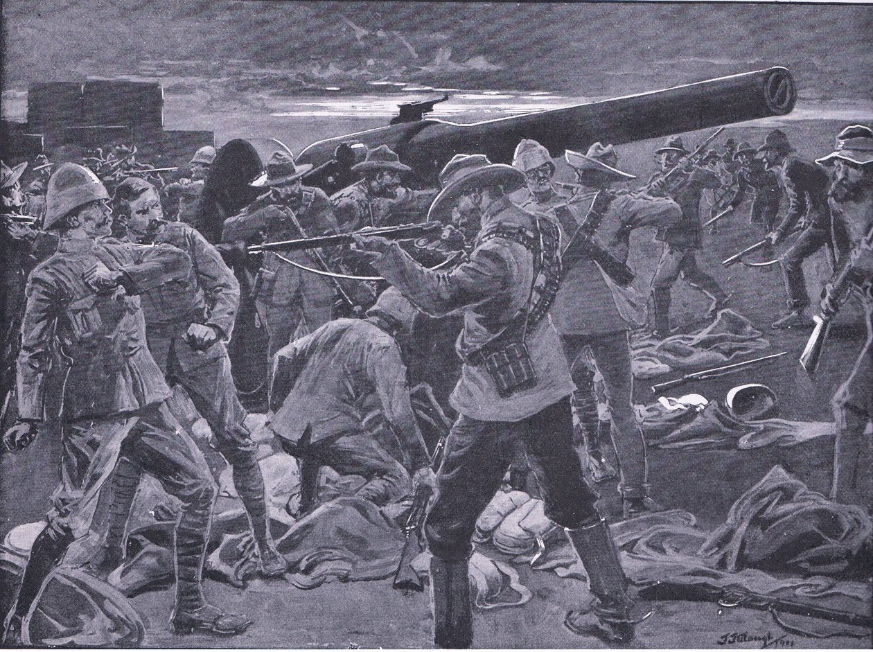 The Attack on Gun Hill: The Gunners of the Naval 47 Surprised, from After Pretoria: The Guerilla War by Frederick Judd Waugh