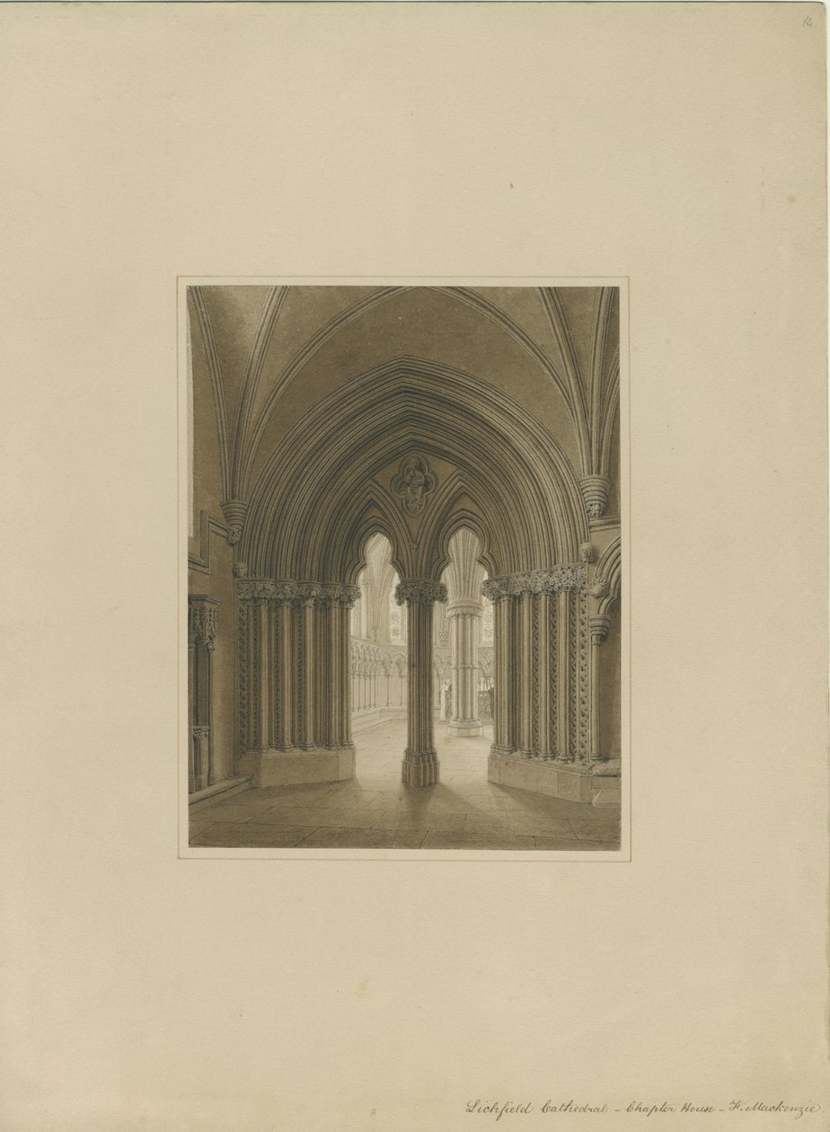 Interior of Lichfield Cathedral - Chapter House Doorway by Frederick Mackenzie