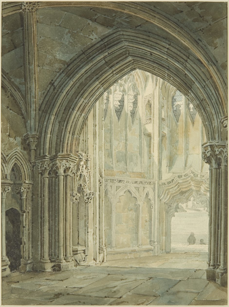 Interior of North Porch of St Mary Redcliffe by Frederick Mackenzie