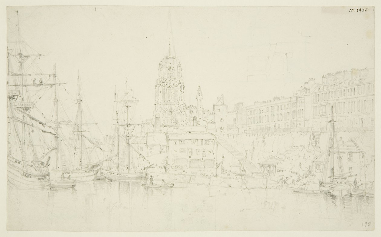 St Mary Redcliffe and Redcliffe Wharf from Prince Street Bridge by Frederick Mackenzie