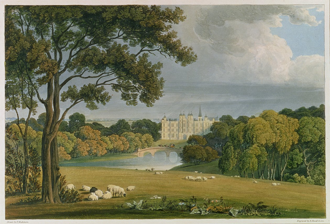 View of Burghley House, Seat of the Marquis of Exeter, Engraved and Published by Robert Havell, 1819 by Frederick Mackenzie
