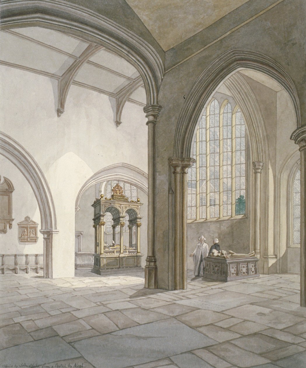 Interior South-West View of the Church of St Helen, Bishopsgate, City of London, 1820 by Frederick Nash
