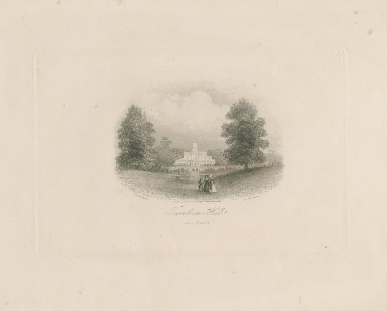 Trentham Hall: engraving (vignetted), nd [c 1843] by Frederick William Hulme