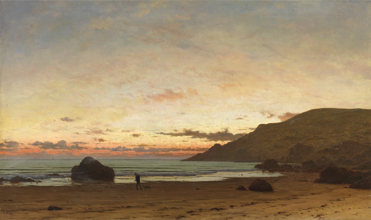 Coastal Scene with a Man and a Dog by Frederick William Meyer