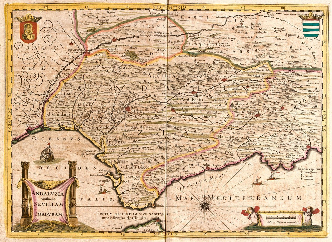 Map of Andalusia, with Seville and Cordoba (Spain) by Frederick de Wit