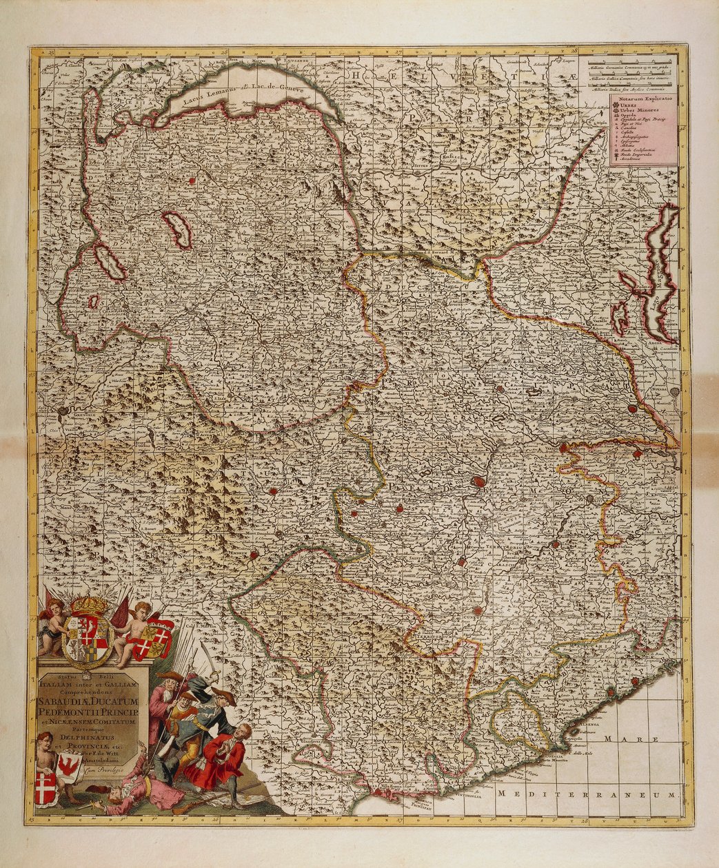 Map of French, Swiss and Italian Alpine and Transalpine Regions and Western Liguria Region by Frederick de Wit