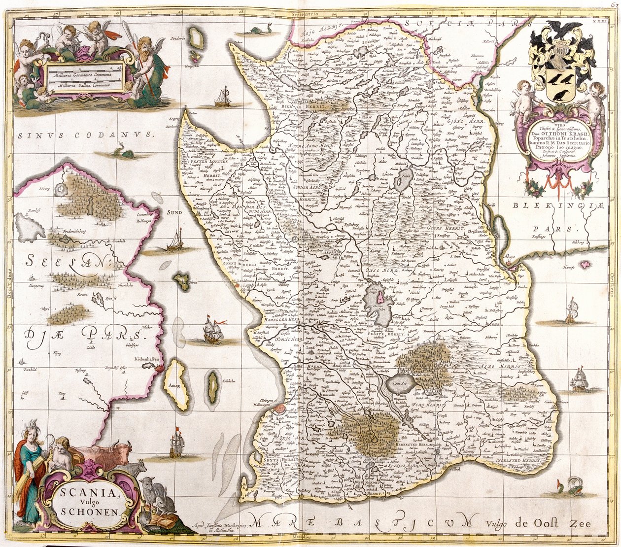 Map of Scania, Sweden by Frederick de Wit
