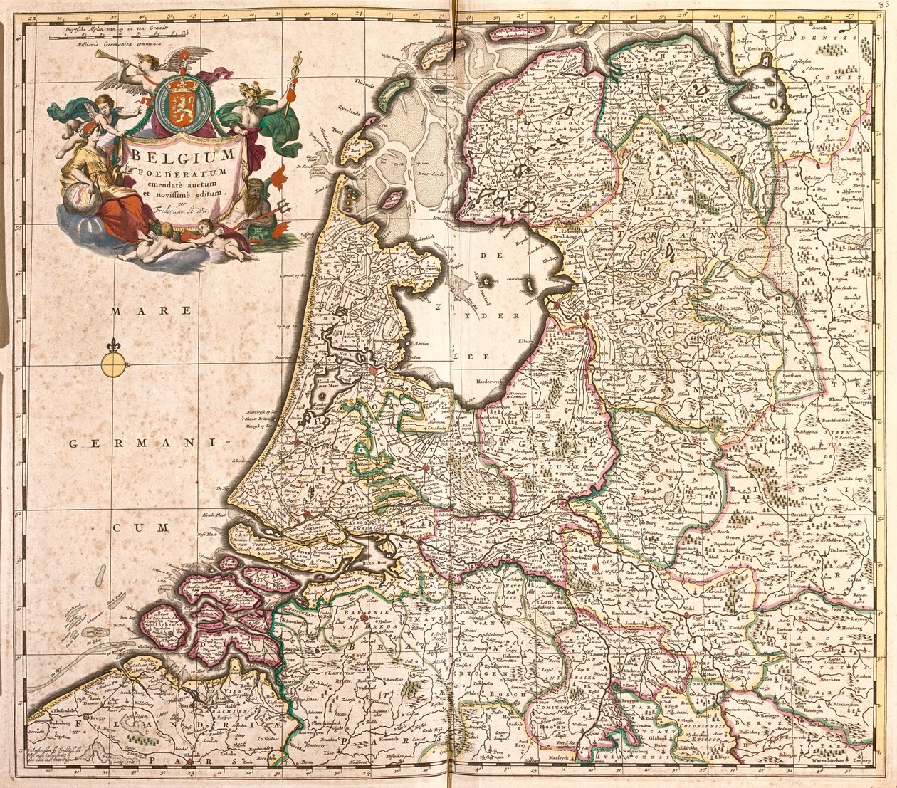 Map of the Belgian Federation (Belgium) (etching) by Frederick de Wit