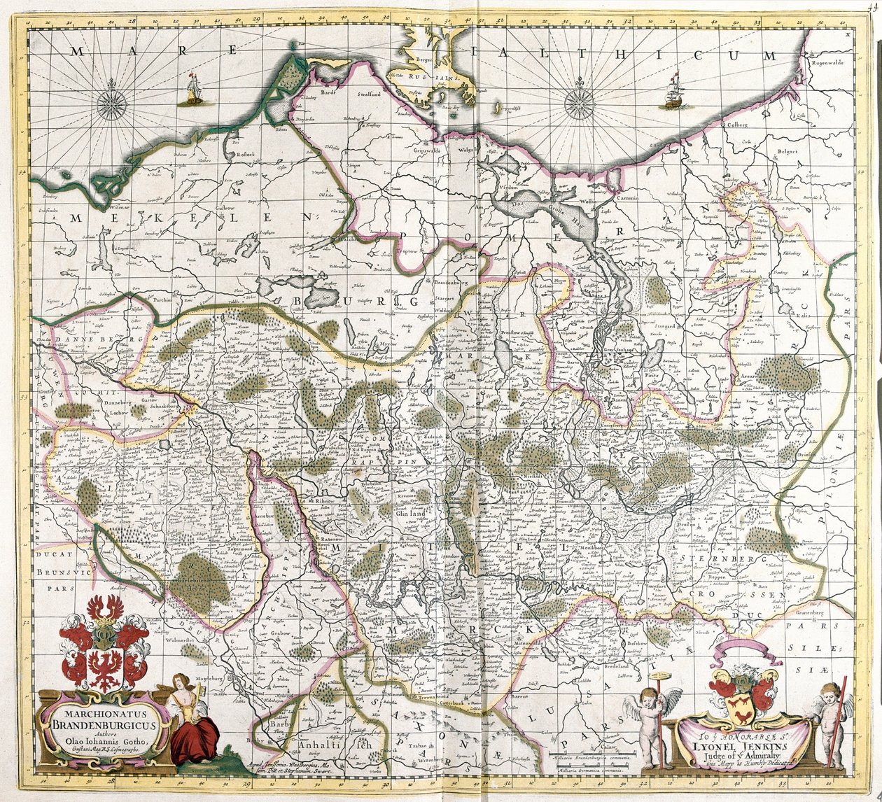Map of the Margraviate of Brandenburg (Germany) (etching) by Frederick de Wit