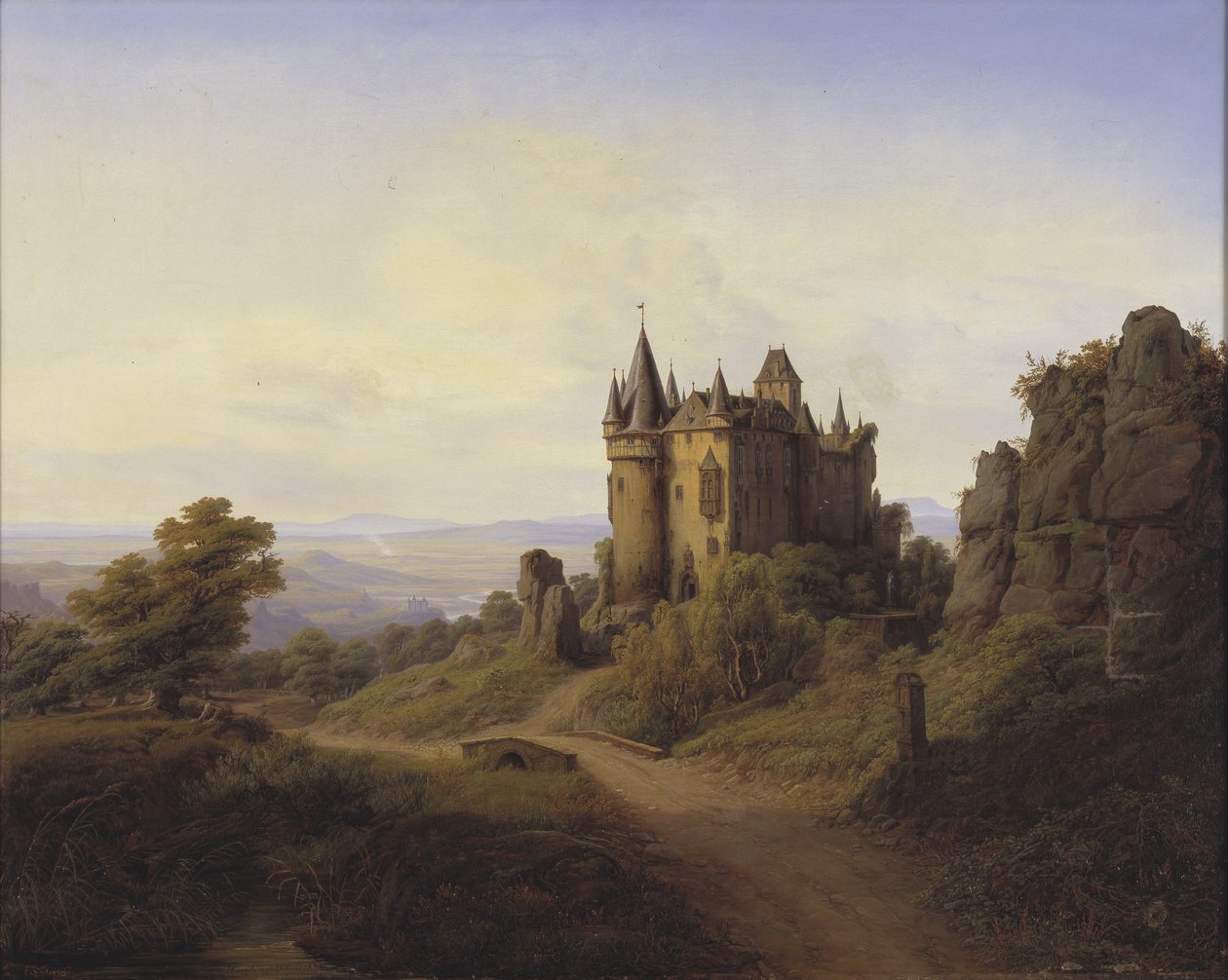 Bürresheim Castle by the Eifel River by Frederik Sødring