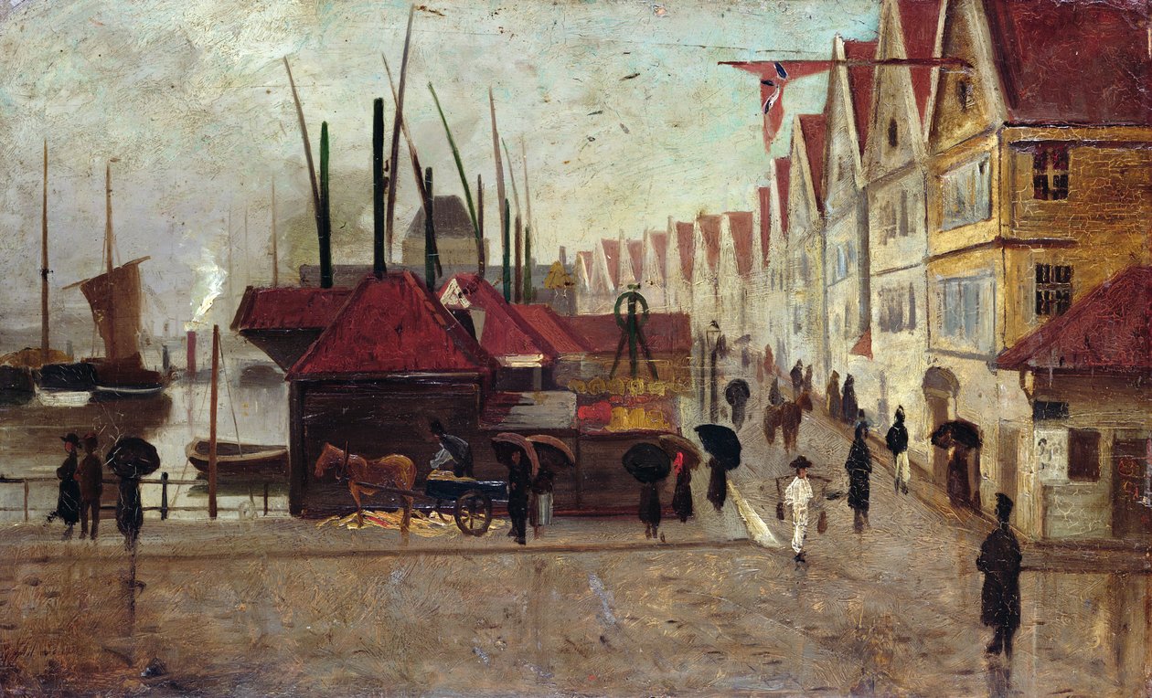 The Quay in Bergen by Frederik Collett