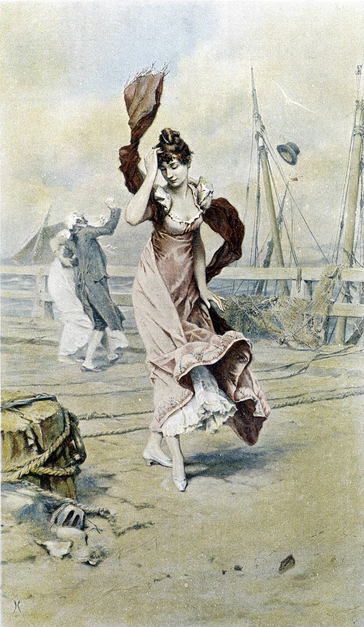 Woman on the Seaside - Allegory of Early Spring, Calendar Illustrated by Hubert Dys by Frederik Hendrik Kaemmerer