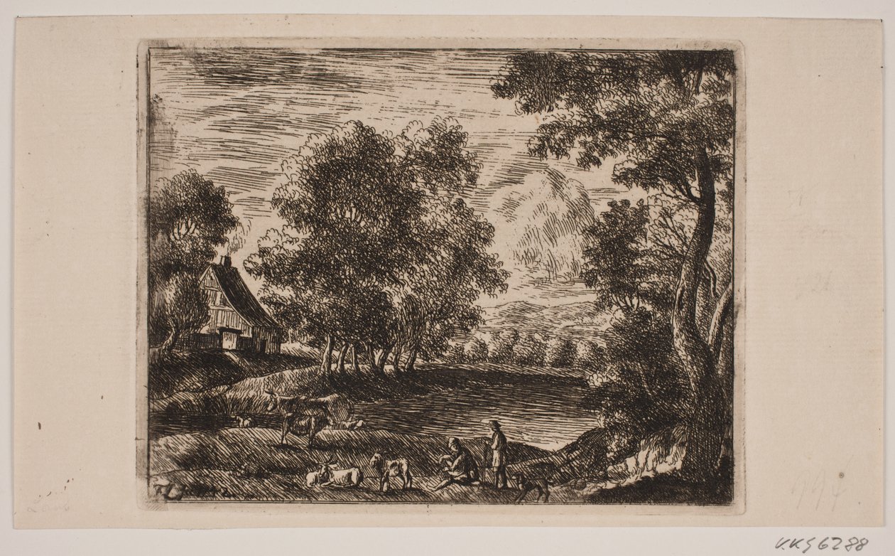 Landscape. In the Foreground Goats and Shepherds by Frederik Laub