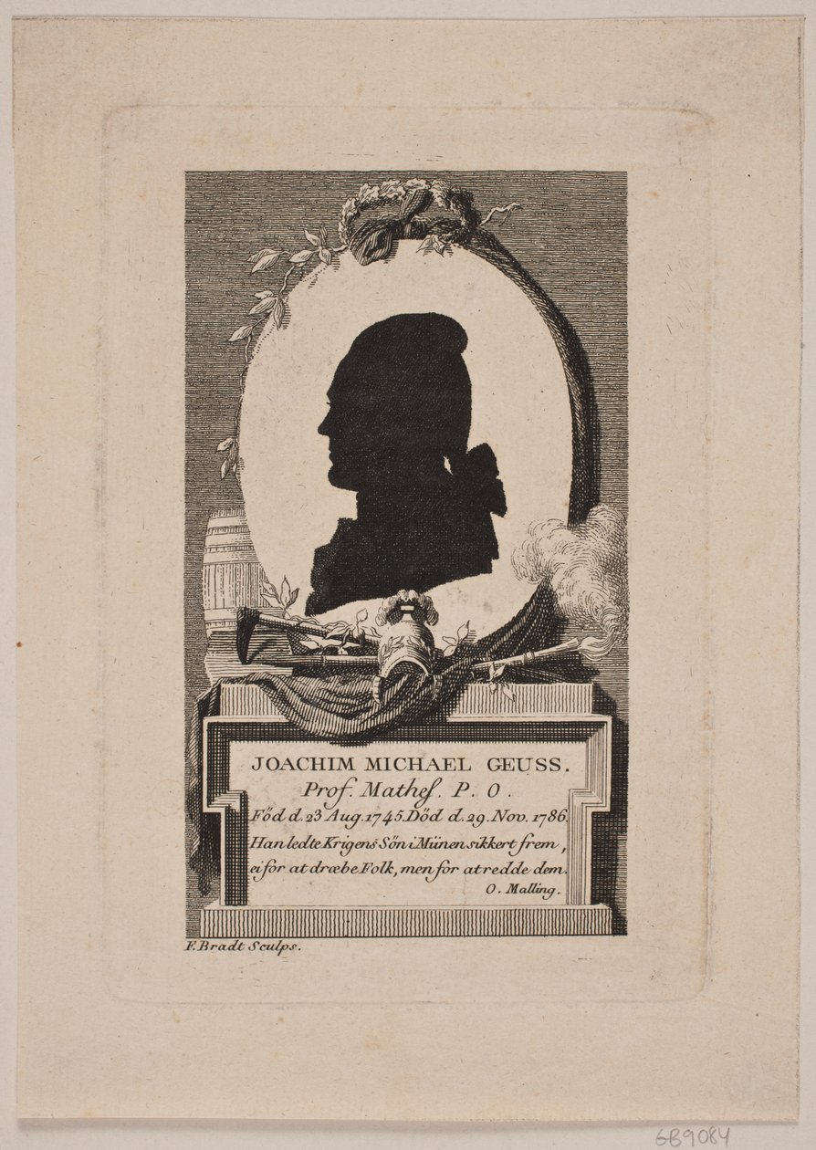 Silhouette of Prof. Joachim Michael Geuss in Profile Left by Frederik Ludvig  Bradt