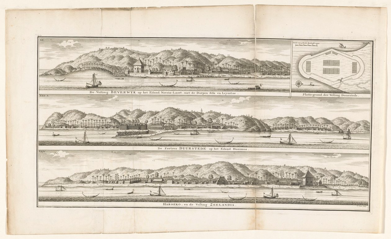 Three Fortresses in the Moluccas by Frederik Ottens