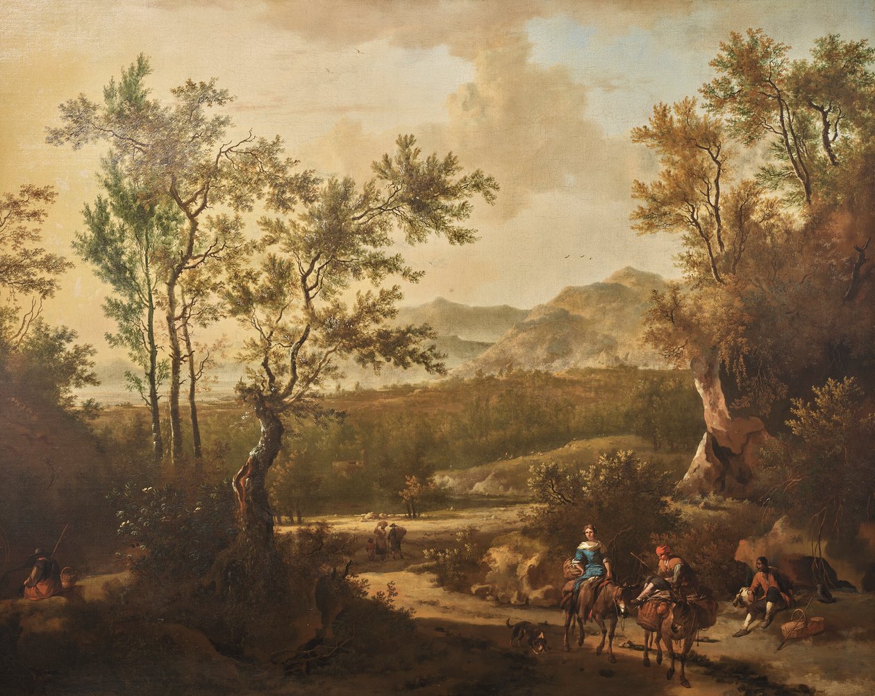 An Italianate Landscape with Riders on a Country Road by Frederik de Moucheron