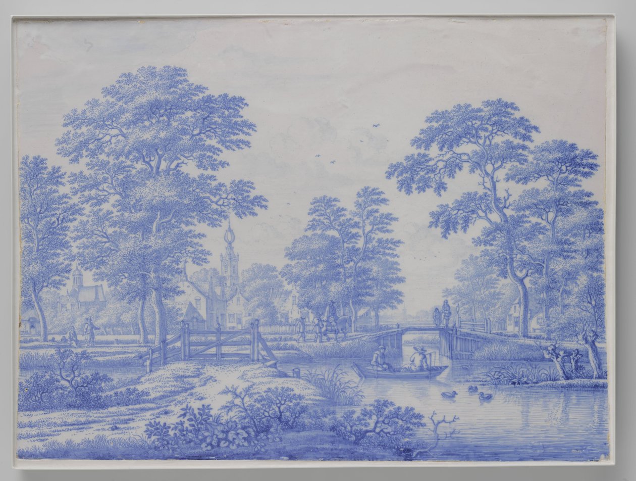 Plaque with a View of Overschie near Rotterdam by Frederik van Frytom (attributed to)