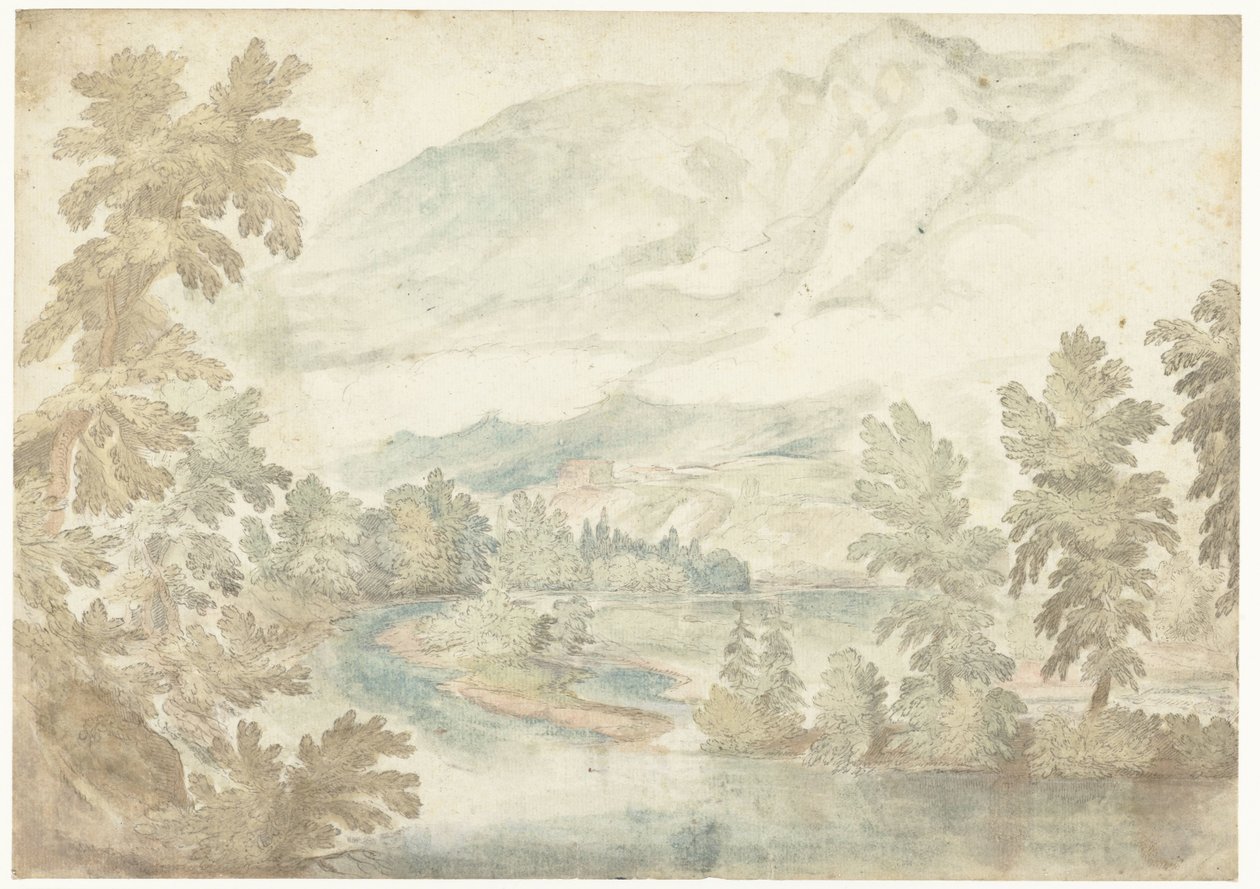 Bend in a River Flowing Through a Valley with High Mountains by Frederik van Valckenborch