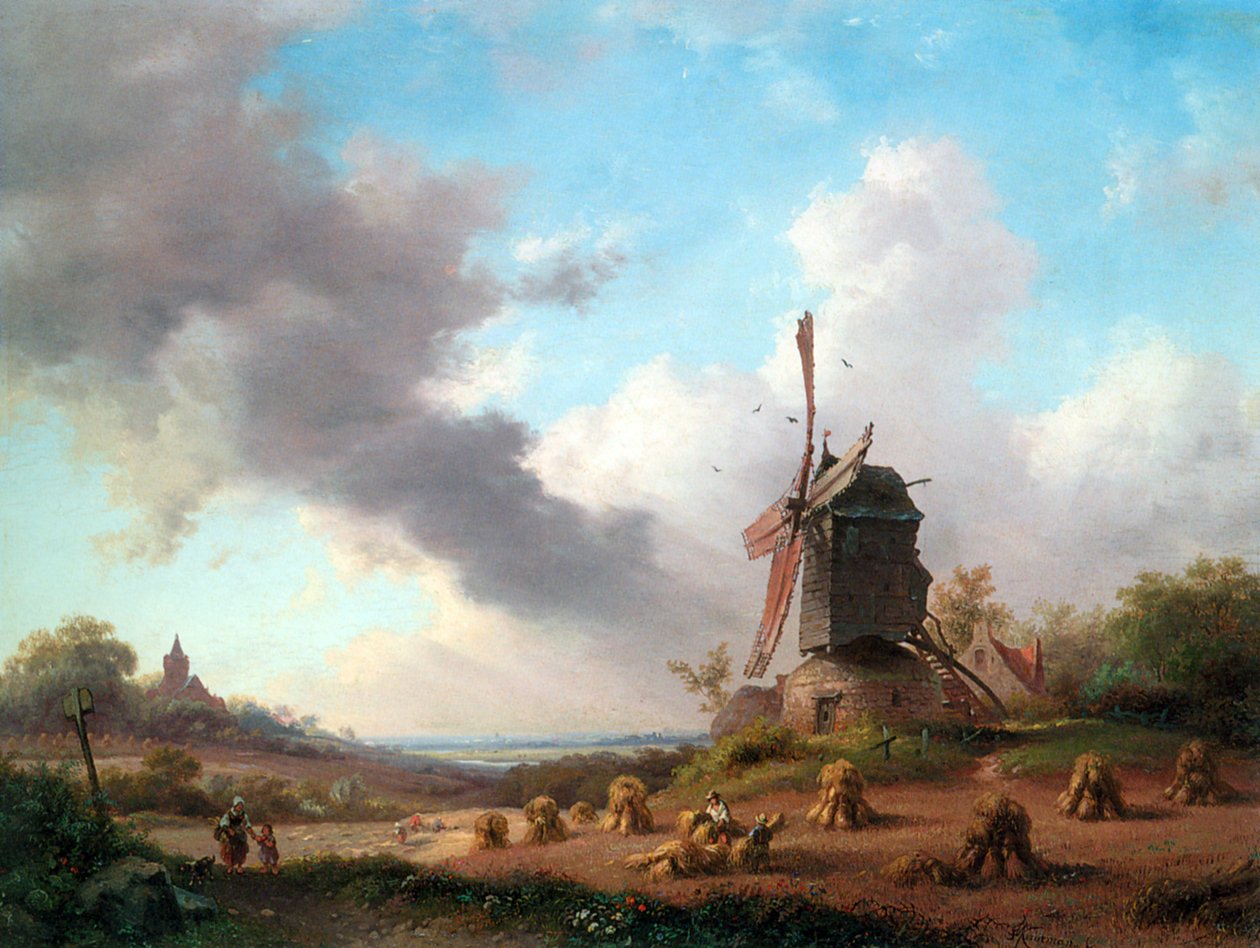 Summer Landscape with Harvesting Farmers by Fredrik Marinus Kruseman