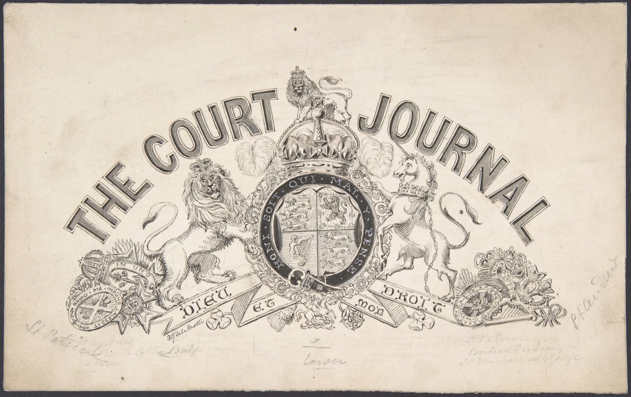 Title page design for The Court Journal, 1830-62 by Freeman Gage Delamotte