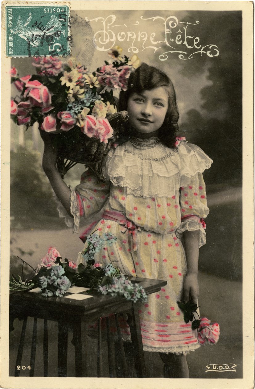 Bonne fete postcard, 1908 by French Photographer