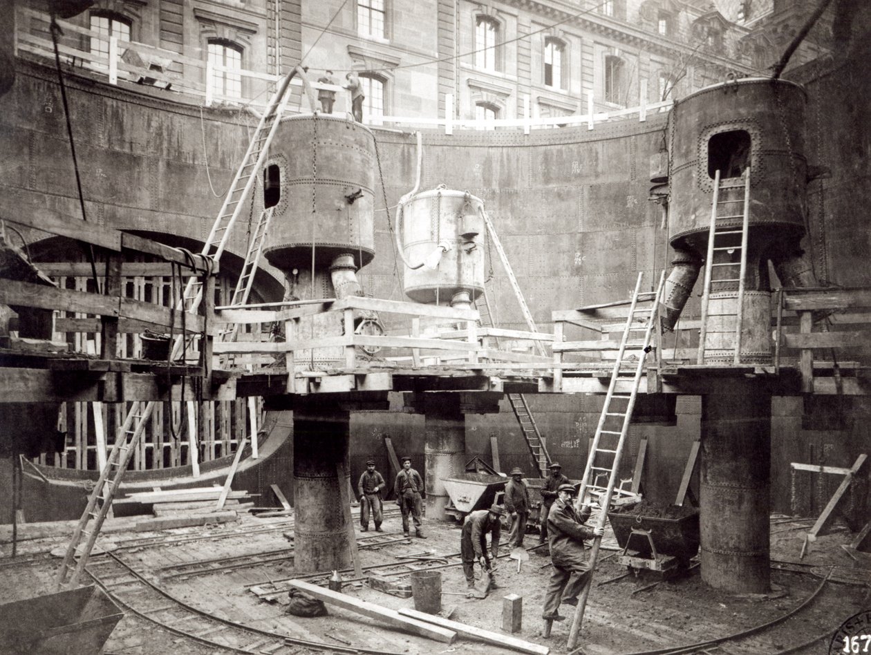 Construction of the Metro in Paris, 18th January 1907 by French Photographer