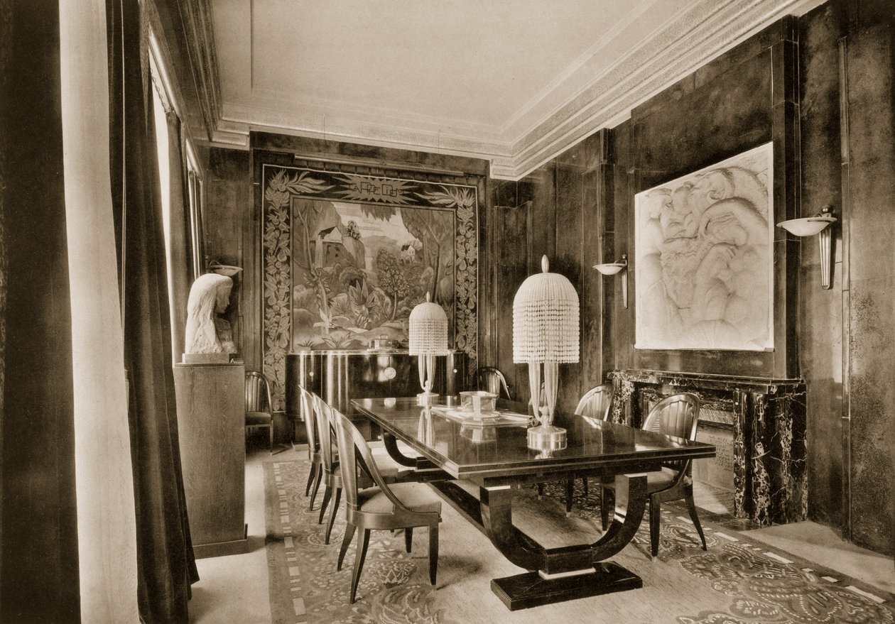 Dining Room, designed by Jacques-Emile Ruhlmann, from Ensembles Mobiliers II, 1925 by French Photographer