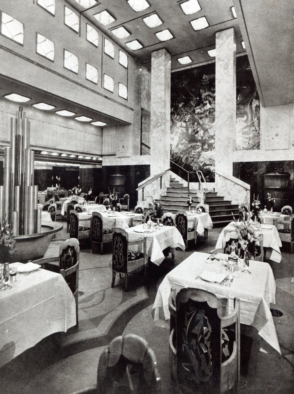 Dining Room on the Ocean Liner Ile de France, 1926 by French Photographer