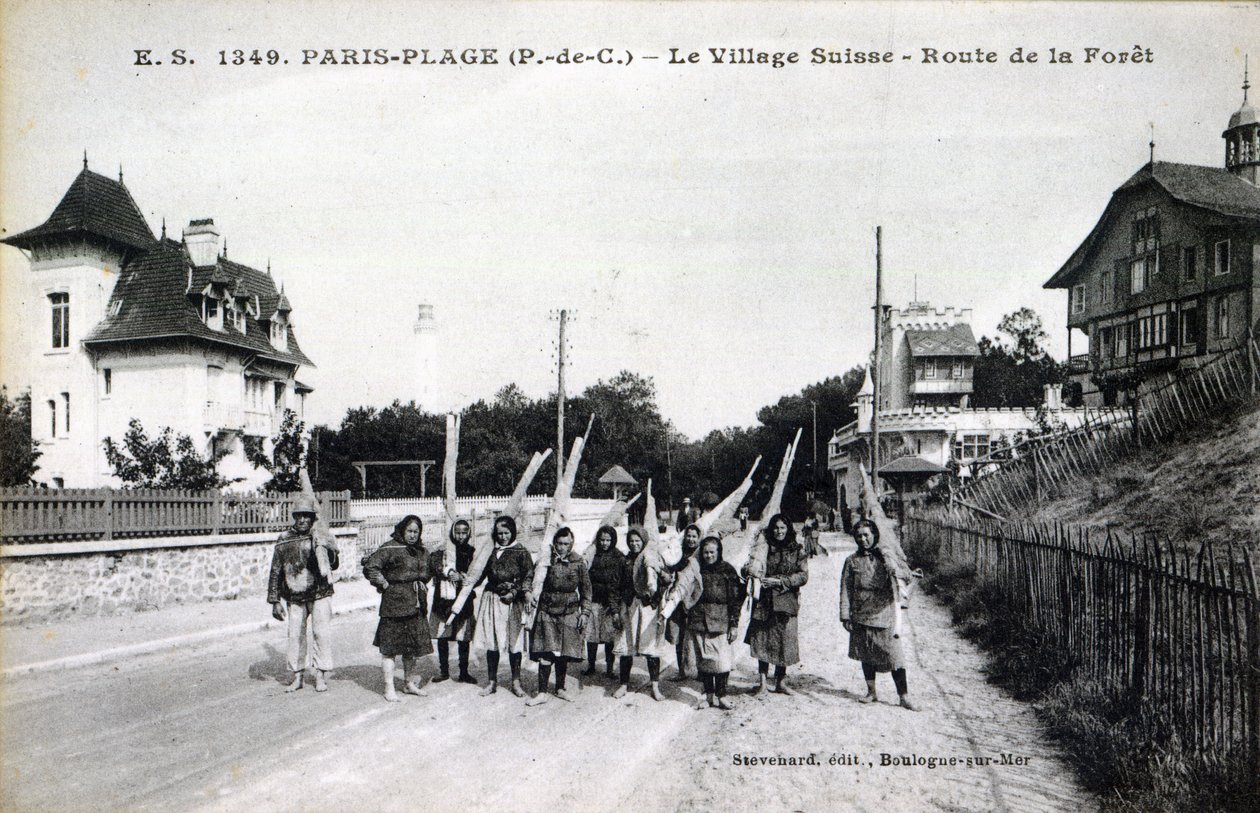 Shrimp Fishers at the Village Suisse, Paris-Plage, c.1910 by French Photographer