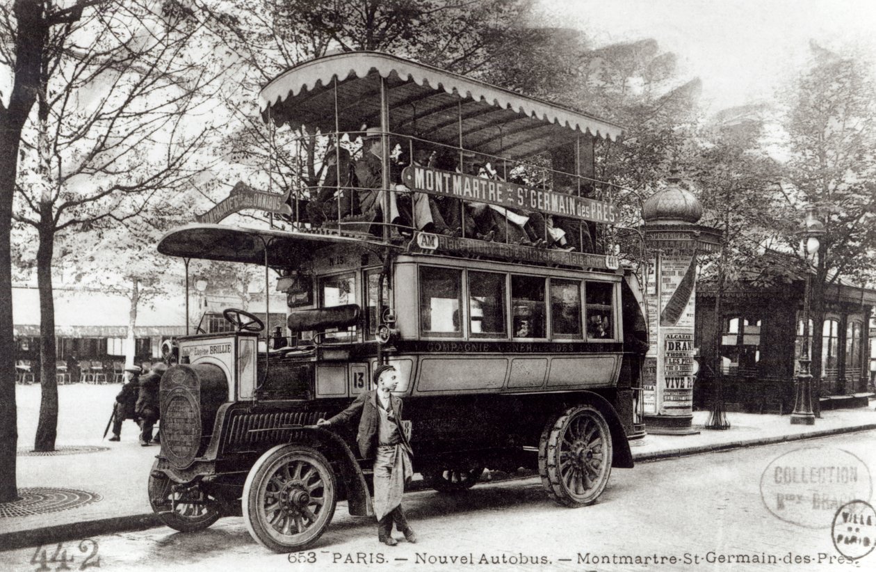 The New Autobus in Paris, 1906 by French Photographer