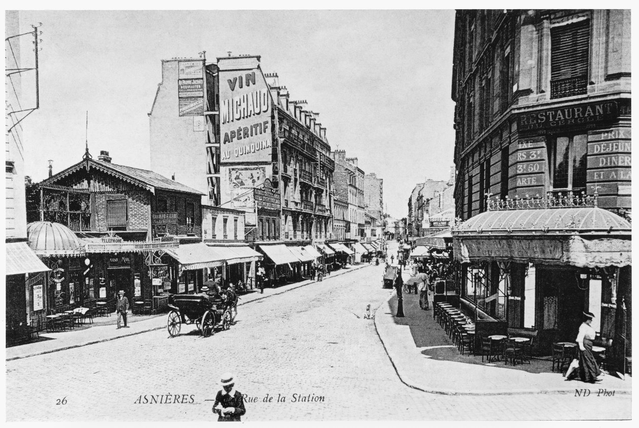 View of Asnieres, Rue de la Station, c.1900 by French Photographer