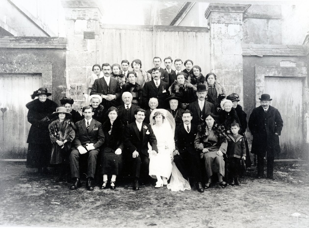 Wedding photograph in the Sarthe region of France, c.1920 by French Photographer