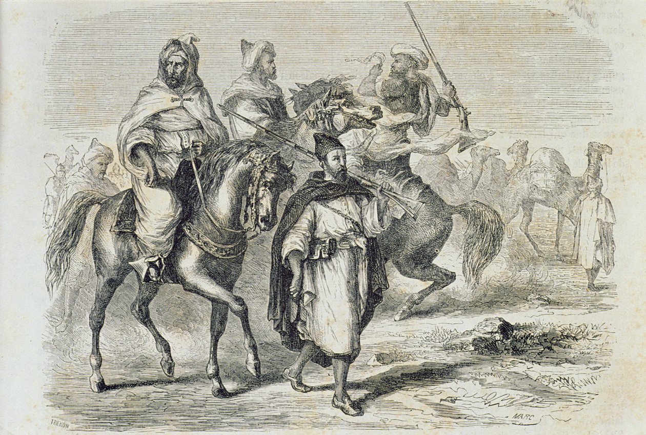A Moroccan Caravan in the 1860s, engraved by Auguste Trichon by French School
