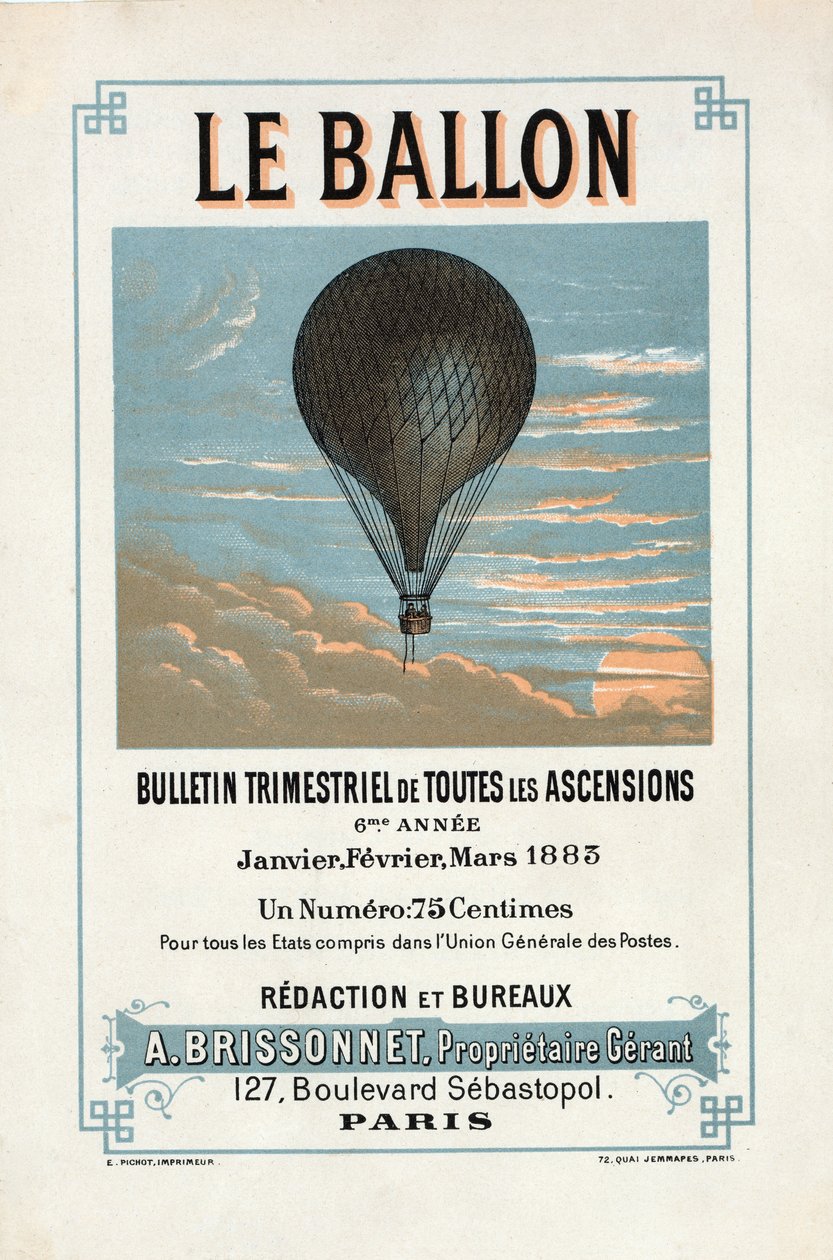 Advertisement for Le Ballon, January, February, March, 1883, published 1883 by French School