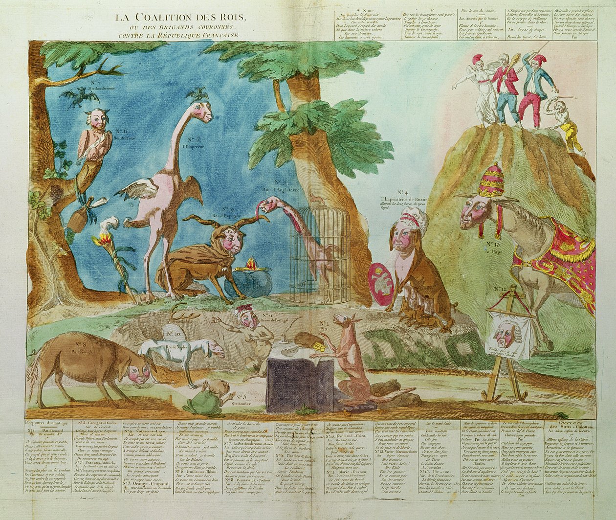 Caricature of the Coalition of Kings or the Crowned Brigands against the French Republic by French School