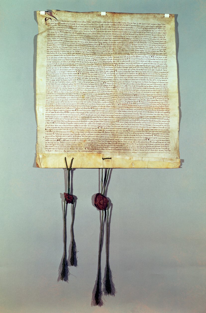 Charter of Franchise of the City of Vaucouleurs, granted by Gauthier de Joinville, confirmed by his uncle, Jean de Joinville, September 1298 by French School