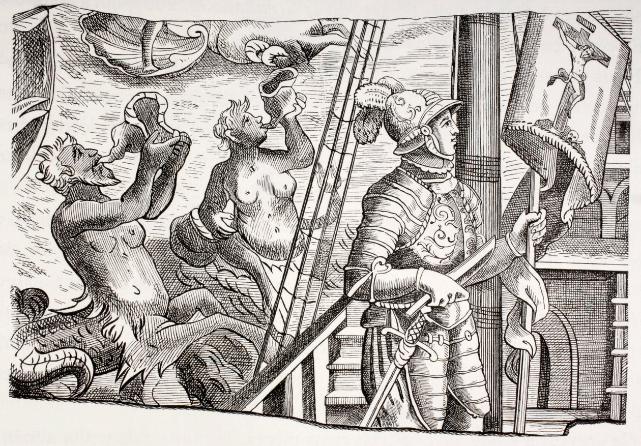 Christopher Columbus aboard his ship the Santa Maria on his first voyage to the New World, from 