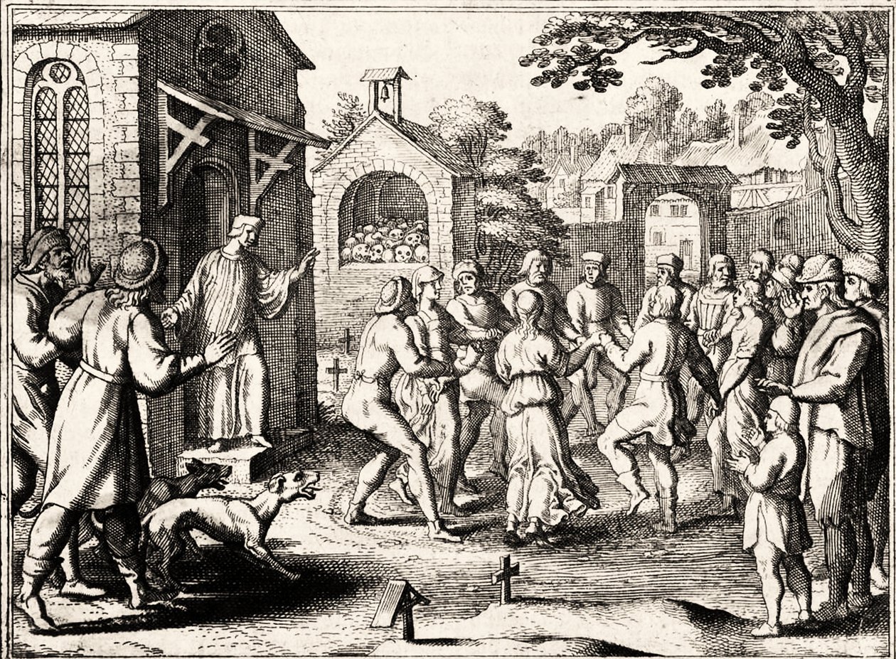 Dancing Plague, Strasbourg, Alsace, 1518 by French School