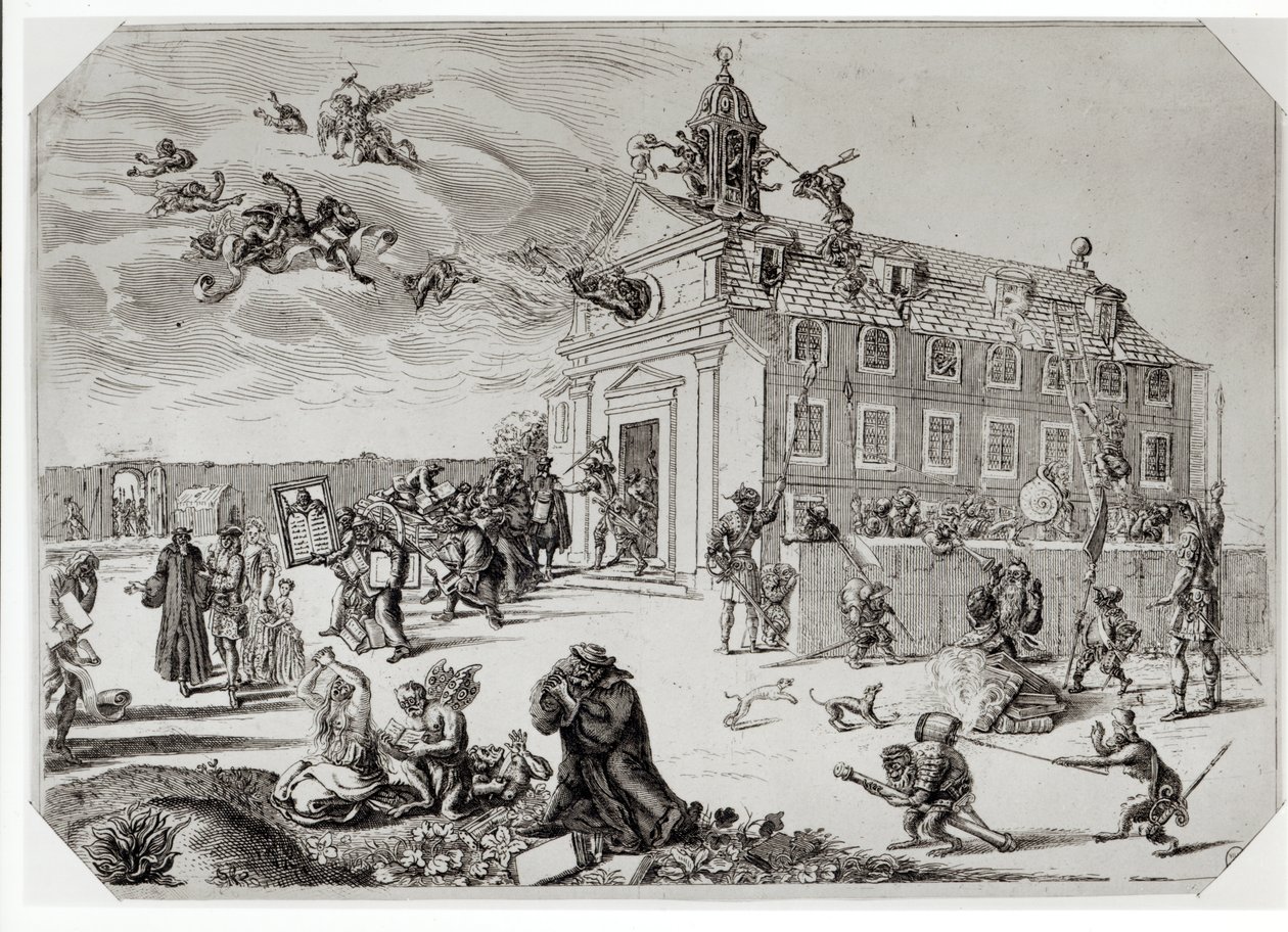 Fire at the Temple of Charenton by French School